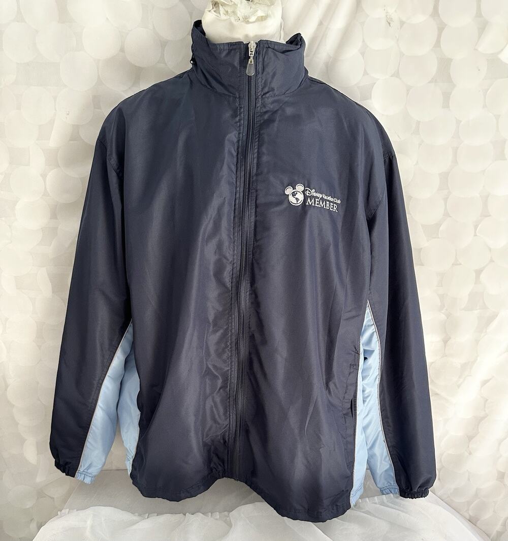 Disney Parks Vacation Club Member Windbreaker Jacket Adult Size Large Navy Blue